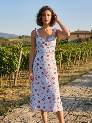 BRAND NEW Linen Maxi Floral Lilac Dress - M