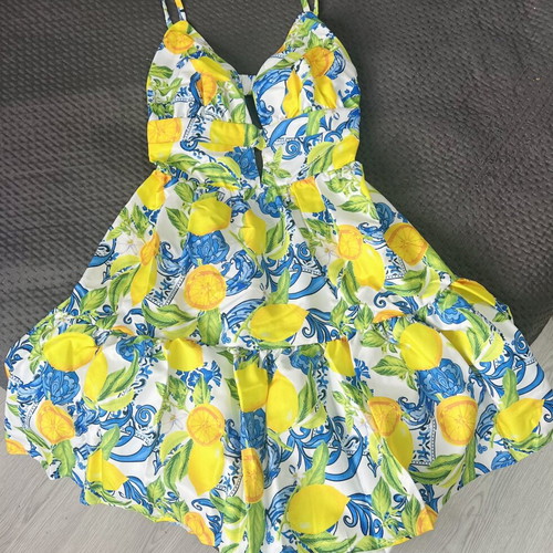 Dress with lemons new, A-Style, white and yellow, size S