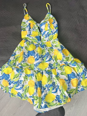 Dress with lemons new, A-Style, white and yellow, size S