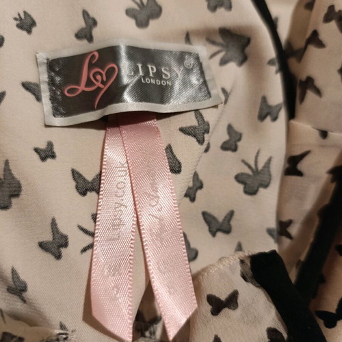 Lipsy London dress like new, size M-L, pink with black butterflies