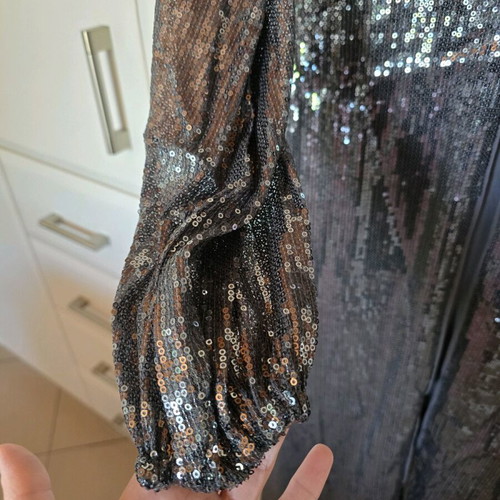 Nasty Gal evening blouse new, grey silver, size S