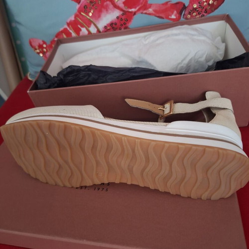 Chaniotakis platform sandals new, cream with subtle gold shine, leather