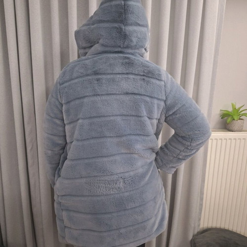 Grey fur coat like new, one size, very soft