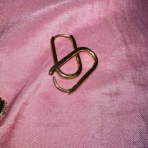 Hoop earrings set of 2 in gold, like new, one with rhinestones