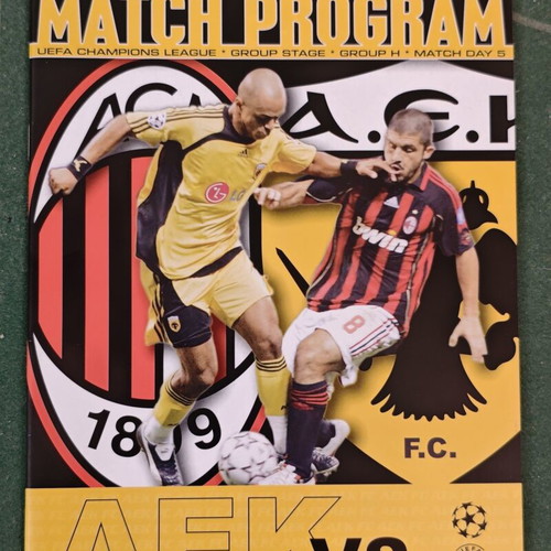 AEK and Olympiacos European football match programs
