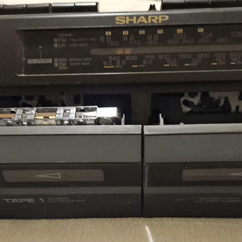 Sharp portable radio cassette player with two cassettes 1988 like new