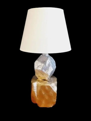 Table lamp new silver and gold with beige shade