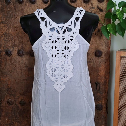 Boho white crochet top/dress like new, summer tunic