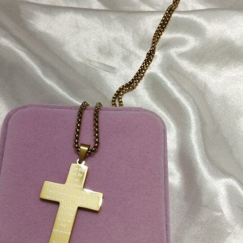 Men's cross with 60 cm chain new, gold plated stainless steel