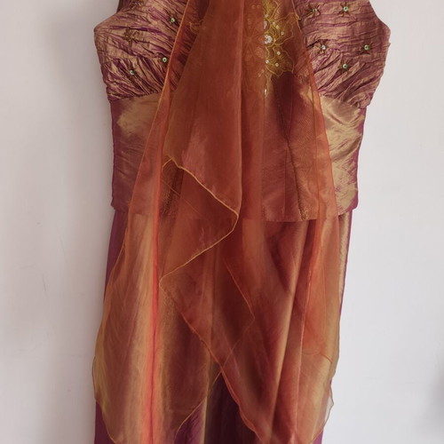 Evening dress set, gold and brown, size L