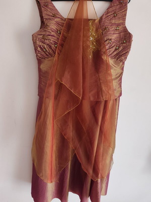 Evening dress set, gold and brown, size L