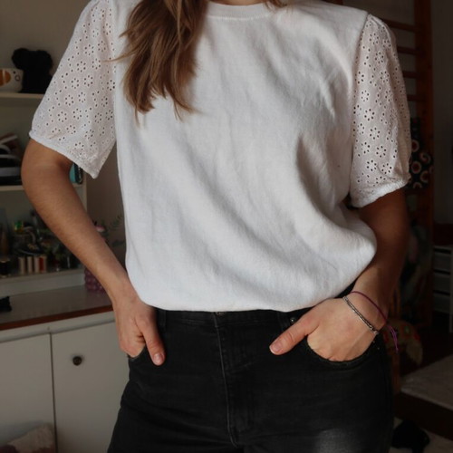 J.Crew Βαμβακερή Πλεκτή Μπλούζα Σαν Καινούργια, Medium-Large, Άσπρη