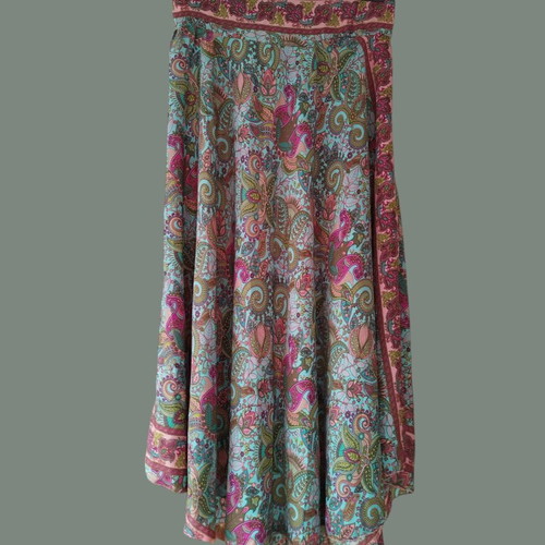 Boho maxi skirt new, colorful paisley print with elastic back waist