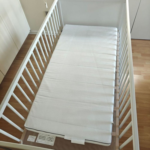 White Baby Bed with Mattress, New