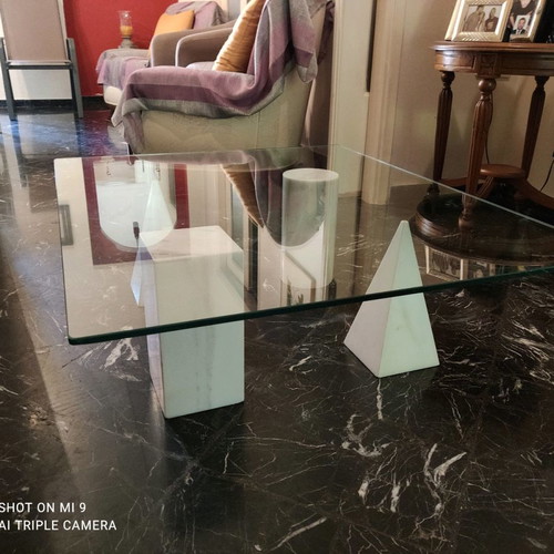 Marble dining set with glass and used coffee table