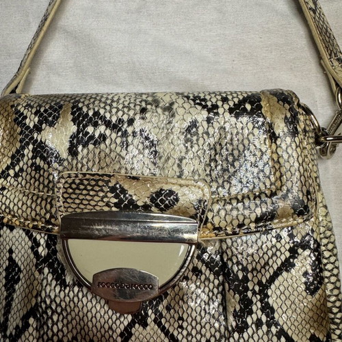 Rocco Barocco crossbody bag with snake print, new, black and gray