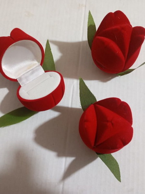 Ring box rose set of 3 new, red