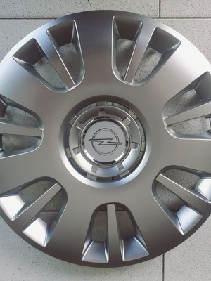 Τάσια 15'' μαρκέ για Opel Corsa D, νέα, ασημί πλαστικά, σετ 4 τεμαχίων