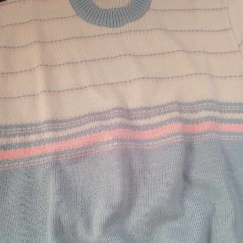 Girls' set blouse and skirt in blue-white, like new