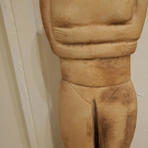 Cycladic art figurine like new, male with marble base