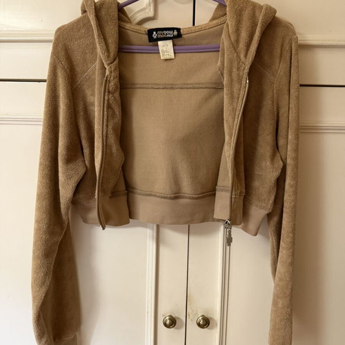 My Moo Beige Women's Crop Zip-Up Sweatshirt used, XL