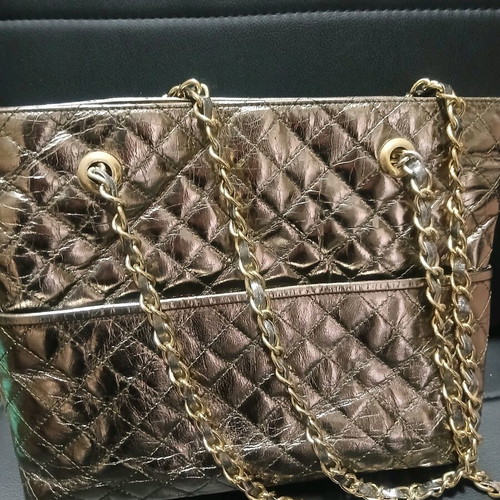 Women's bag like new, gold with chain 36×28cm