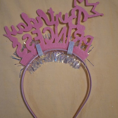 Birthday Princess Pink Glitter Headband like new