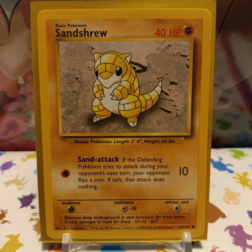 Sandshrew Pokemon card like new, Base Set BS 62