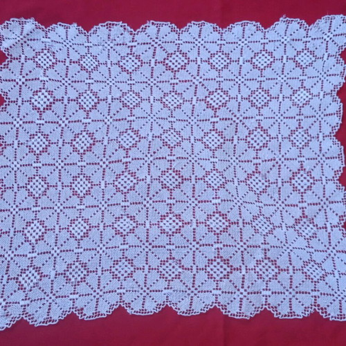 Filet lace doily used, handmade vintage 45×52 from Tinos