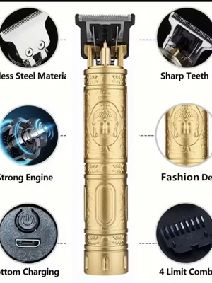 Rechargeable Hair Clipper with 4 Guide Combs 1.5mm to 4mm, 3 Pieces