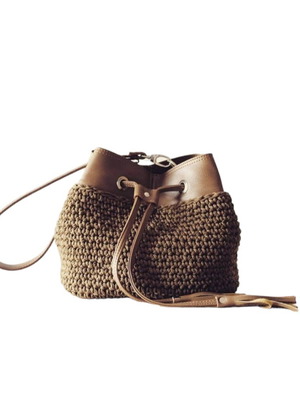 Handmade knitted crossbody bag new brown color