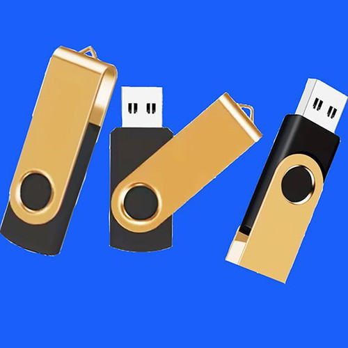 Gold USB memory 4GB new with high-speed swivel base