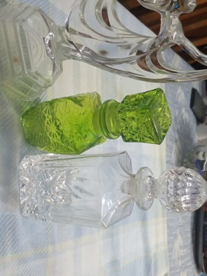 Vintage carafes and decorative figurine