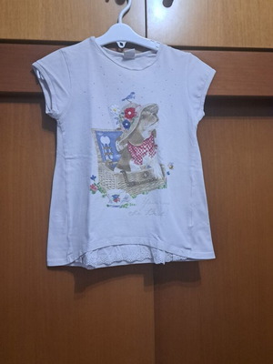 Mayoral short-sleeve shirt like new, white, size 116 cm for ages 6-8
