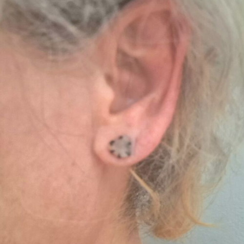 Raw Rose Quartz Stud Earrings handmade, like new, silver 925