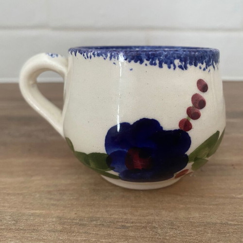 Handmade clay cup from Samos used, hand-painted
