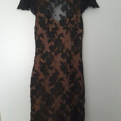 Lena Katsanidou evening dress like new, black lace with beige lining