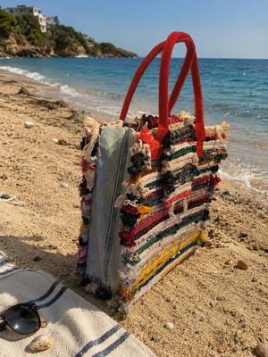 Τσάντα από κουρέλου χειροποίητη καινούργια