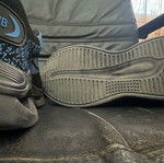 Work shoes with steel toe, black and blue, sizes 46-46.5, like new