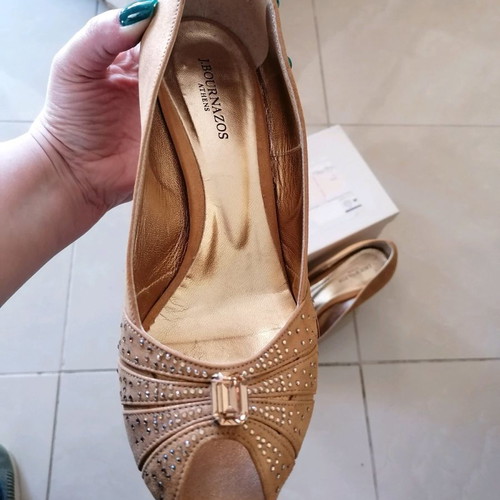 J. Bournazos leather peep toe shoe like new, bronze, size 39