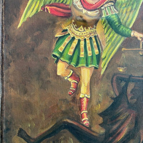 Archangel Michael painting used on canvas 2017