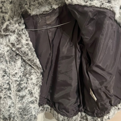 Faux fur women's coat like new, white and gray