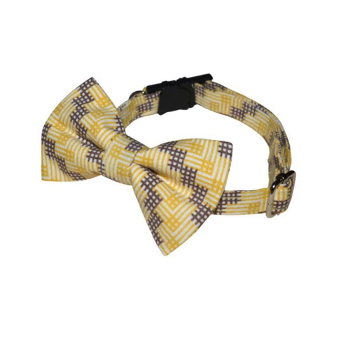 Breakaway cat collar new, handmade yellow with bow