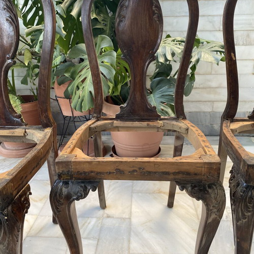 Chairs with lion feet pack of 4, solid wood, used, 1936