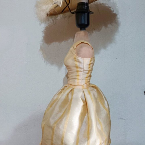 Table lamp doll new with yellow dress and hat