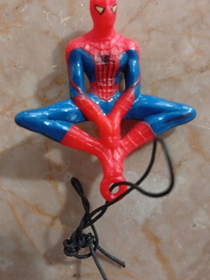 Spider-Man miniature figure keychain with black cord