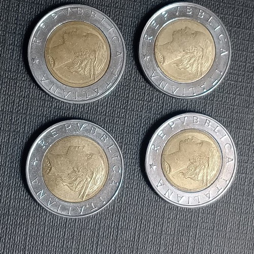 Italian 500 Lira coins used, pack of 4 commemorative