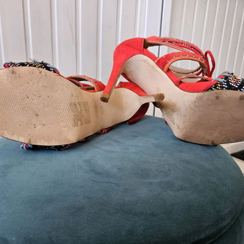 Exte sandals like new, coral color, size 38, genuine leather