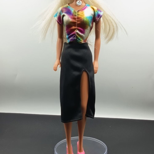 Clothes set for fashion doll: skirt, blouse, shoes