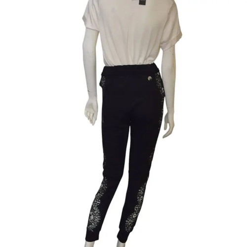 Philipp Plein black pants used, size S, cotton with lace
